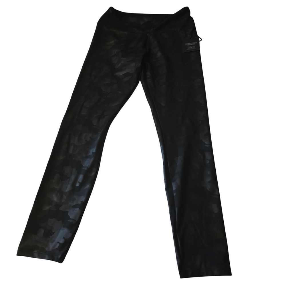 Simply Vera Vera Wang Womens Black Camo Faux Leather High Rise Leggings M